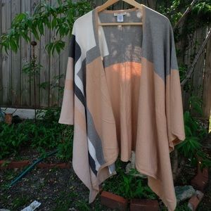 Coldwater Creek Sweater Wrap Poncho Colorblock